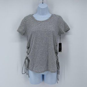 Vince Camuto NWT Women's Grey Side Lace Up Cotton Slub Top Size XXS